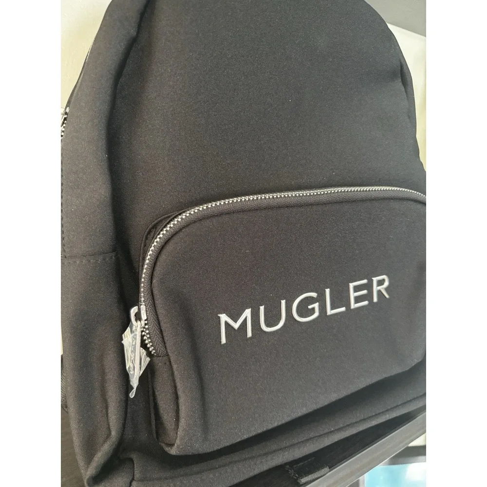 Mugler Black Backpack with Front Pocket and Zipper Closure - NEW Minimalist